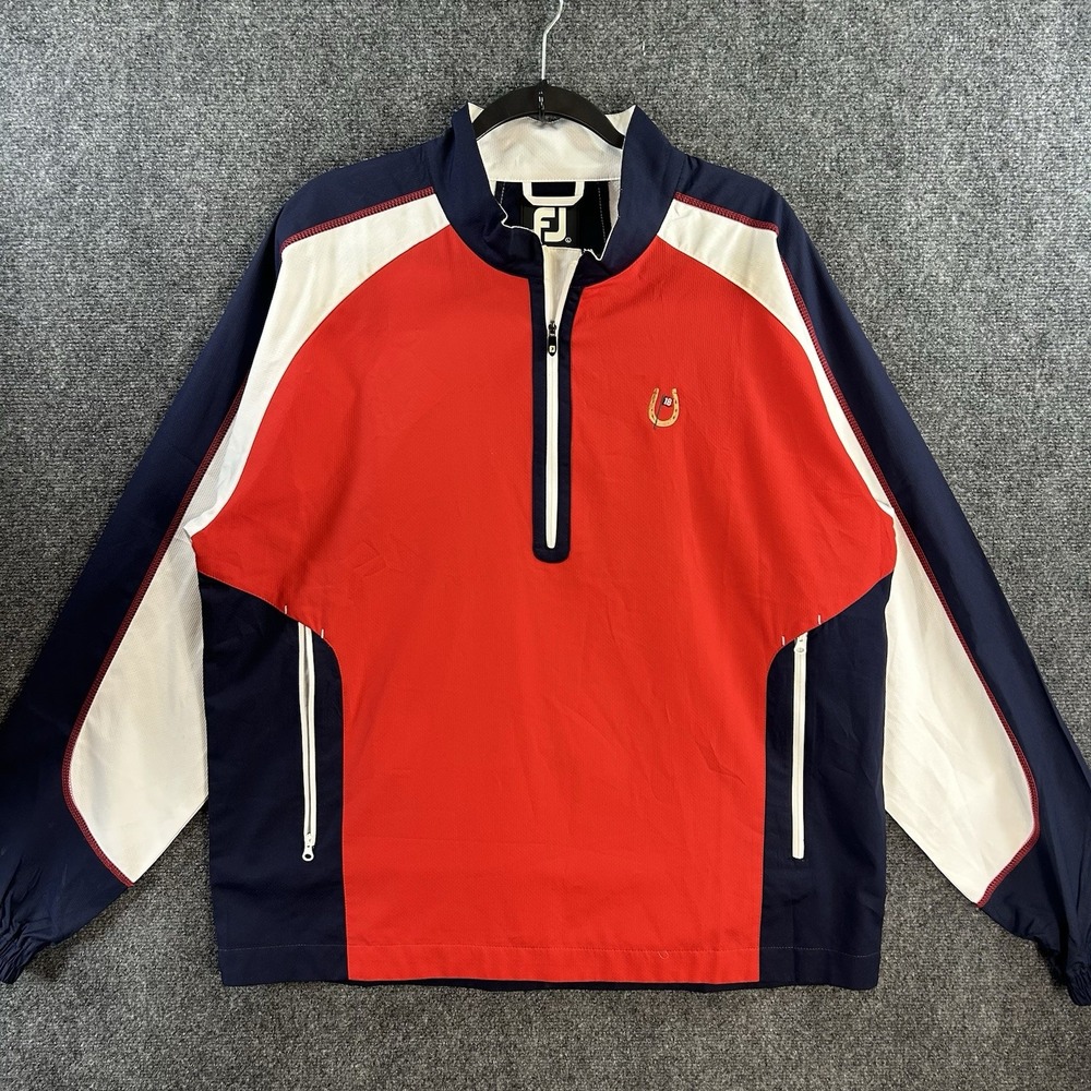 FootJoy x Golden Horseshoe Golf Club Windbreaker Jacket L Red Williamsburg VA